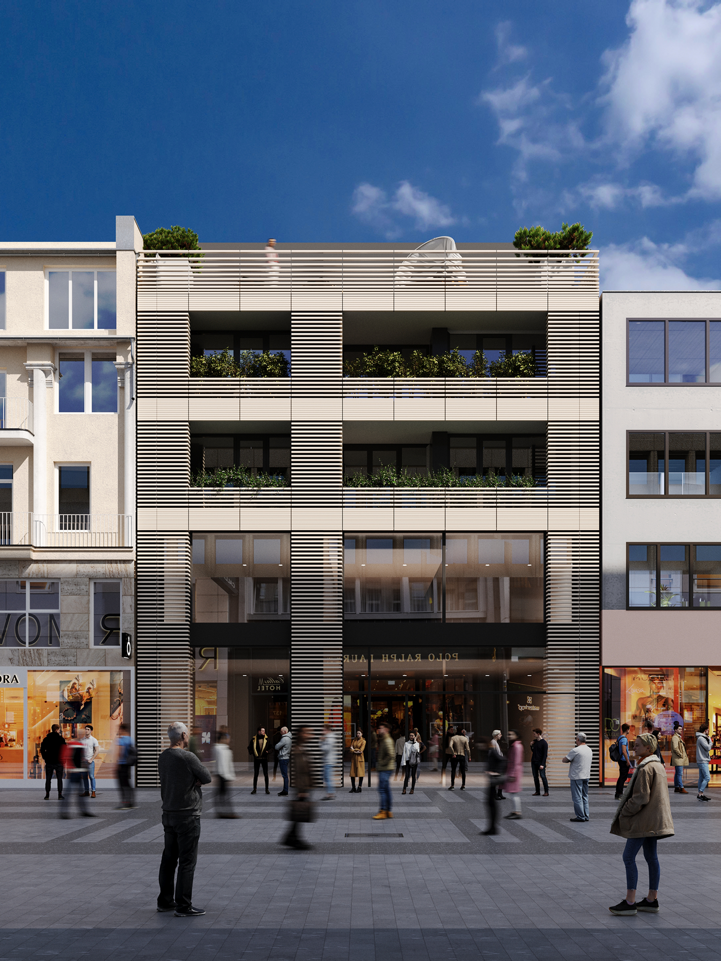 Visualisierung Köln Hohe Straße 152-154, Frontansicht von der Hohe Straße aus